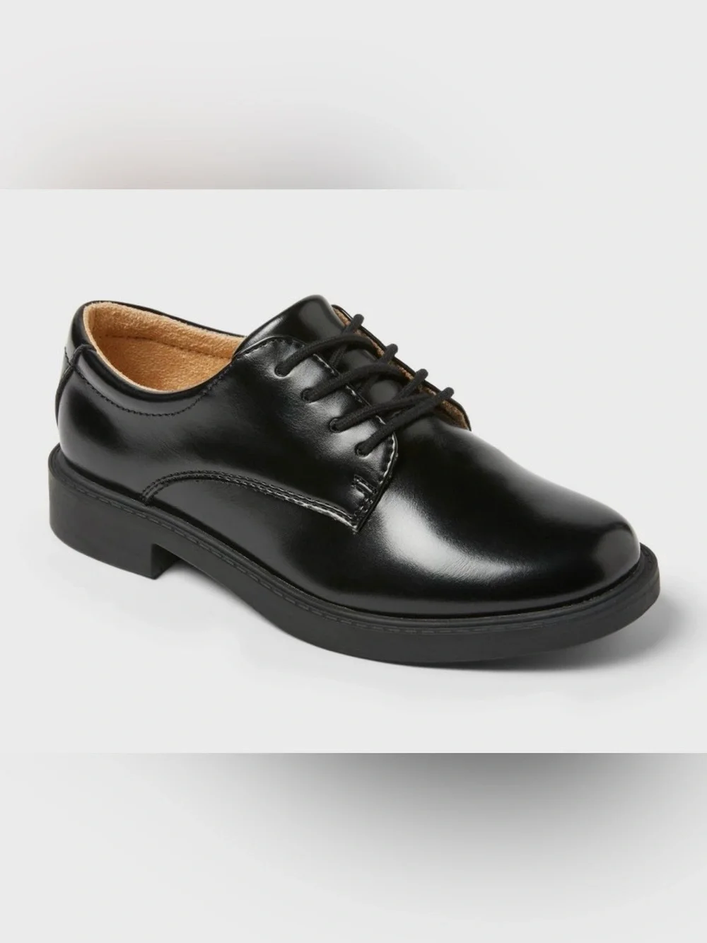 Cat & Jack Boys Black Lace Up Dress Shoes Size 4 Formal Special Occasion NWT